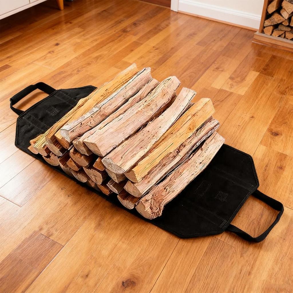 Firewood Bags Waterproof Large Tote Wood Carrying Bag Wood Carrier Canvas For Indoor Outdoor Camping Campfire Stove Barbecue
