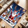 1pc Christmas Themed Rug, Santa Claus with Elk Antlers Print, Bedside Carpet, Non slip Laundry Room Mat, Machine Washable Water Absorbing En