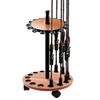 Jumei Rod Stand, Portable with Casters, Holds 15 Rods, Rotating Rod Stand, Fishing Rod Storage, Rod Rack, Compact, Wooden, Easy Assembly, Rod Stand, F