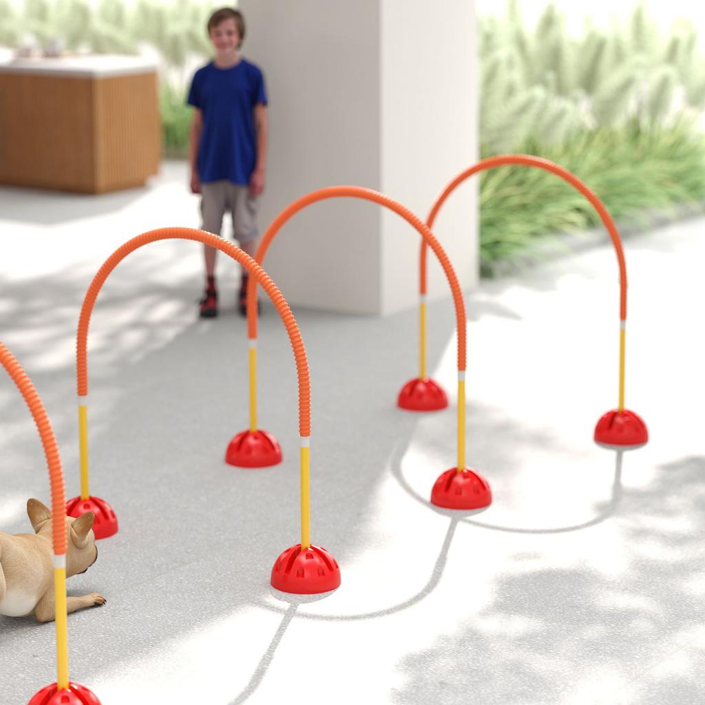 4-Piece Dog Agility Training Equipment with 4 Adjustable Width Doors, Bag, for Garden, Orange