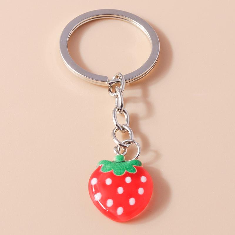 Lovely Crystal Cherry Keychain Simulated Fruit Keyring Pendants for Women Girls Handbag Decor Charm DIY Jewelry Gifts