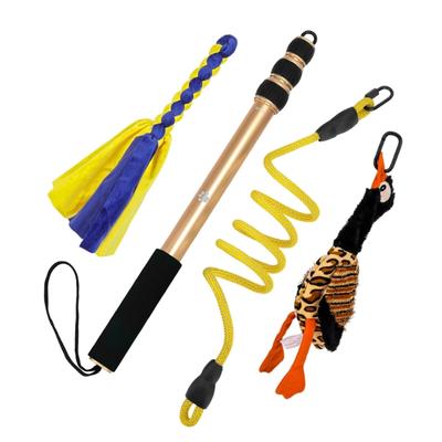 Kompakter, tragbarer, ausziehbarer Spielzeugstab für Haustiere, verstellbar von 44 cm bis 132 cm, inklusive Tragetasche und Sicherheitsvorrichtung