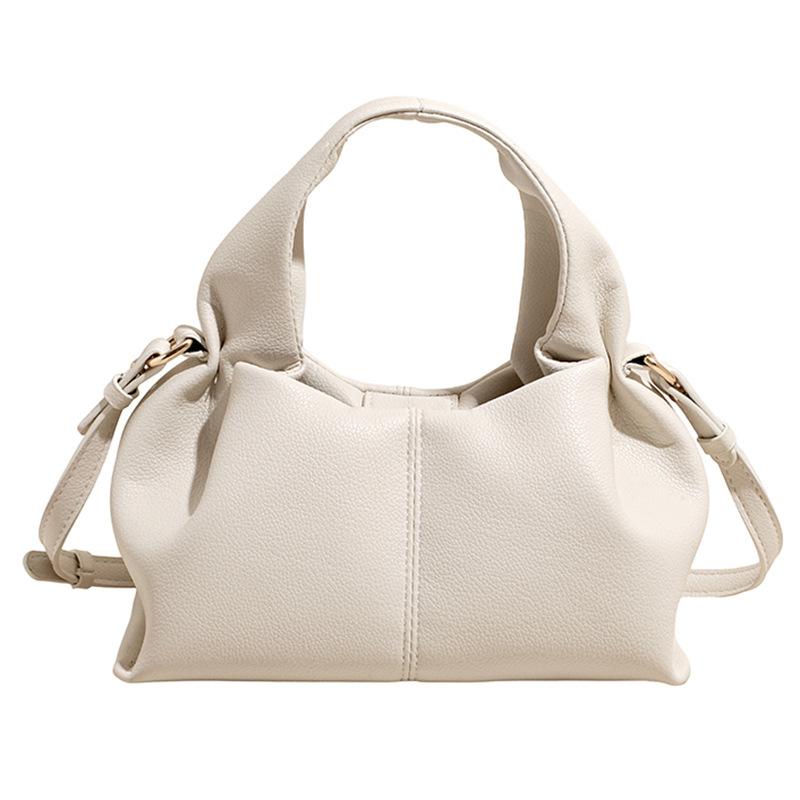 Cloud bag lychee pattern soft leather fashionable versatile open handbag shoulder messenger women s bag commuter bag белый