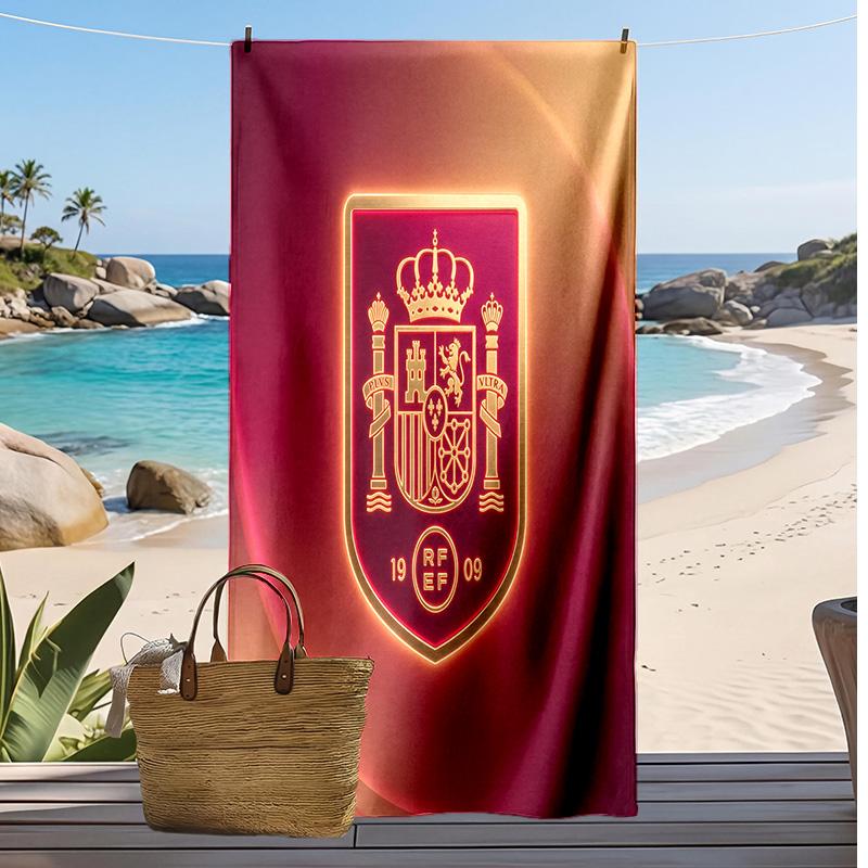 Asciugamano da Spiaggia Stampa Calcio Spagna Asciugatura Rapida Super Assorbente Morbido Asciugamano da Bagno per Nuoto Spiaggia Viaggio Souvenir Regalo