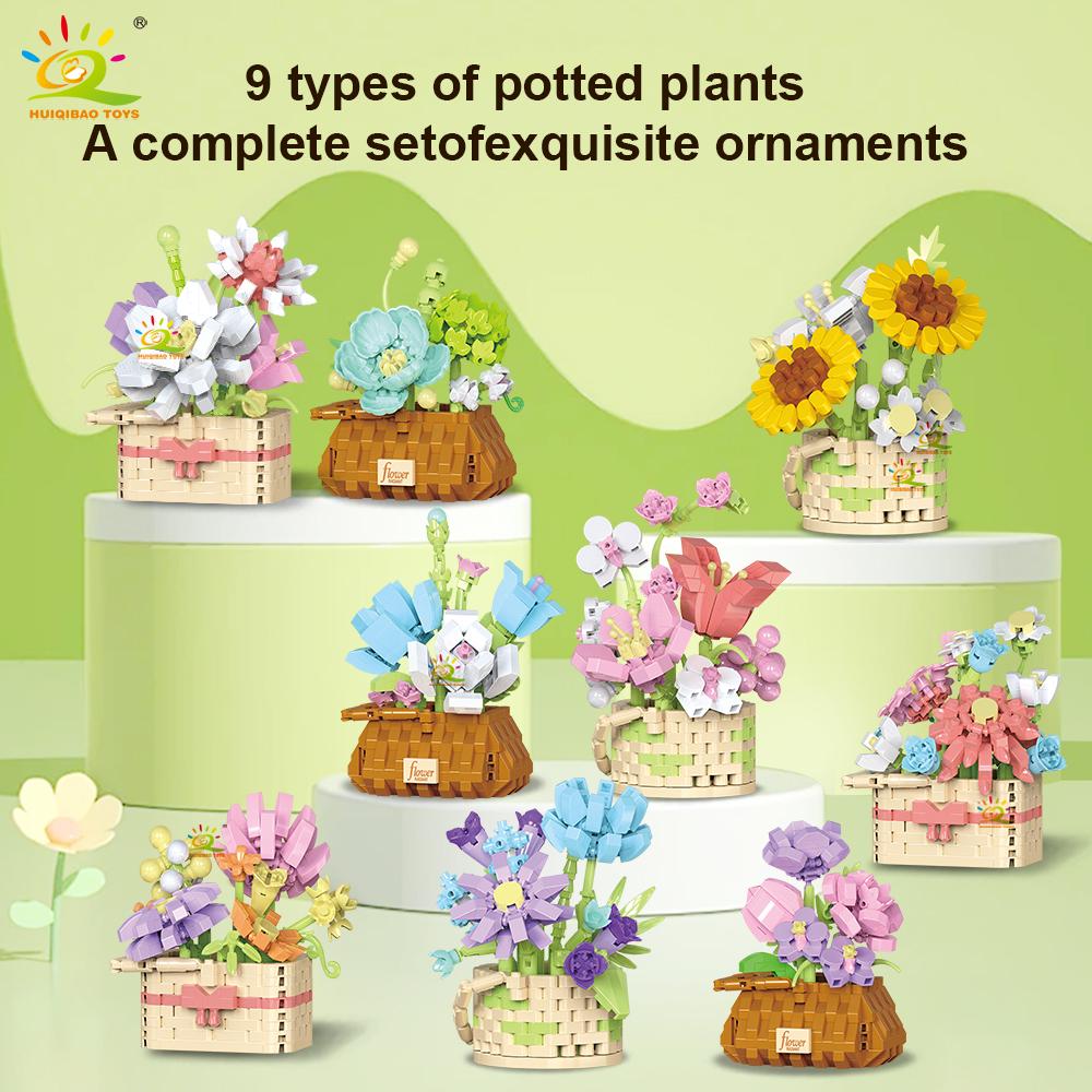 Flower Pot Micro Construction Block DO IT YOURSELF Rose Sunflower MOC Bouquet Mini Diamond Model Brick Toy Ideal for Kids Desk Decoration