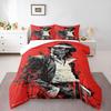 "Abstract Black-Hat Figure on Red Background Bedding set (1 duvet cover, 2 pillowcases, duvet not included)