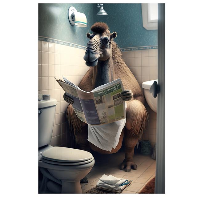 

Забавное украшение для стены с изображением животных, высококачественная цифровая печать, украшение для верблюжьего туалета, живопись 21cm×30cm NoFrame