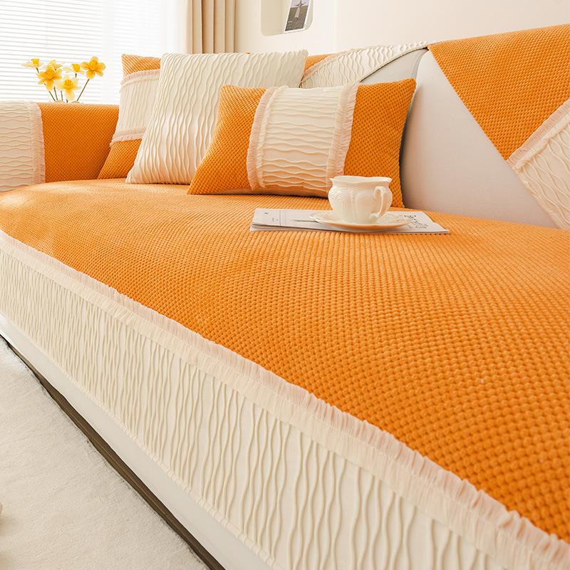 

Вельветовая подушка для дивана, Универсальная нескользящая подушка для сиденья на все сезоны, Крем, цвет теплого ветра, Утолщенный чехол-покрывало для дивана 70*70cm