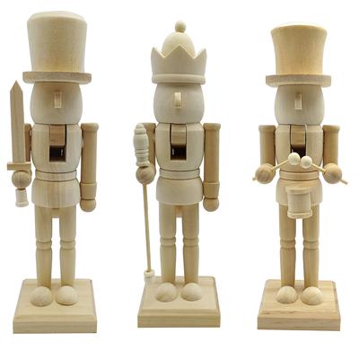 DIY Wooden Nutcracker Soldier Adornment Christmas Wooden Nutcracker Craft DIY Graffiti Christmas Unpaint Walnut Soldier Ornament