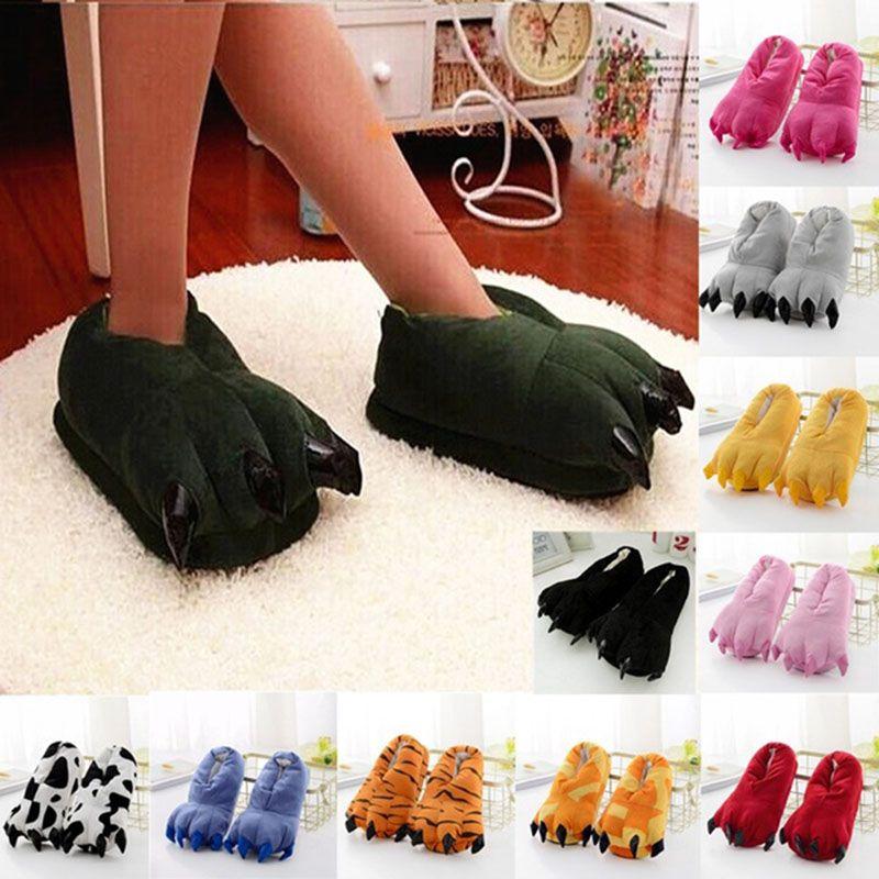 Cozy Dinosaur Cosplay Costume Slippers With Soft Plush Paw Shoes For Winter Warmth