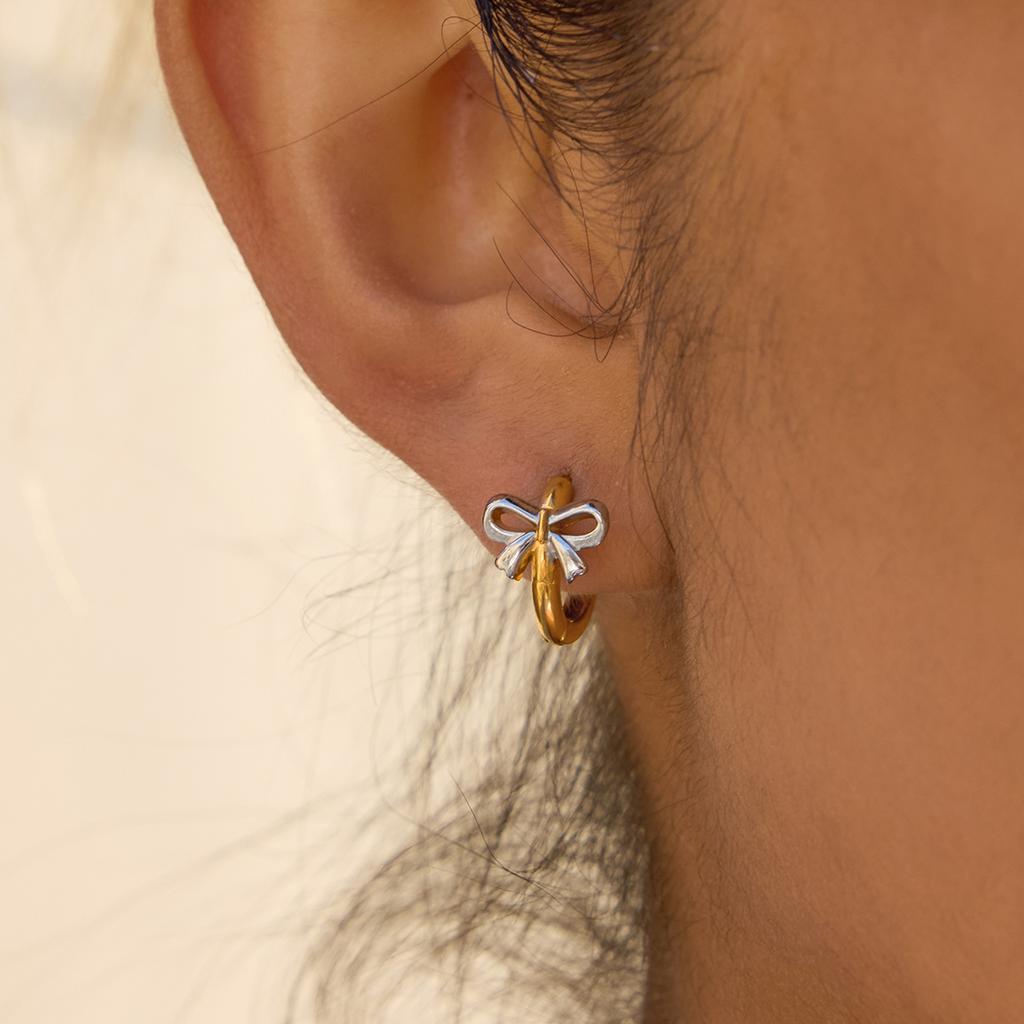 Youthway Cute Bowknot Mixed Color Clip Earrings For Women Delicate  Gold Plated Stainless Steel Earrings Fashion Jewelry Gift