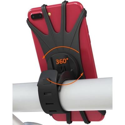 Bike Phone Holder - Universal Silicone 360° Rotation - 4.0-6.5 Inch Smartphones Black