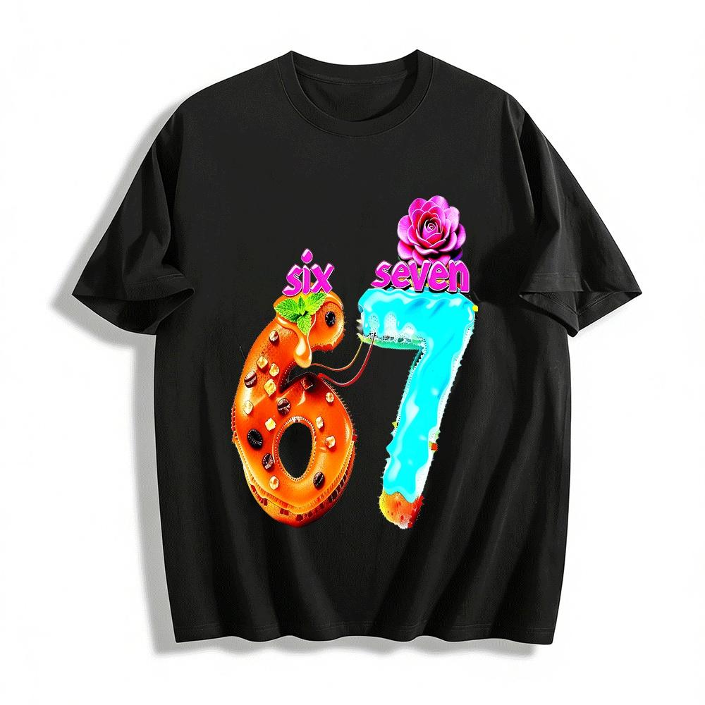 Food Print Number 67 Casual Top For Adults And Teens Pure cotton T-shirt XXS