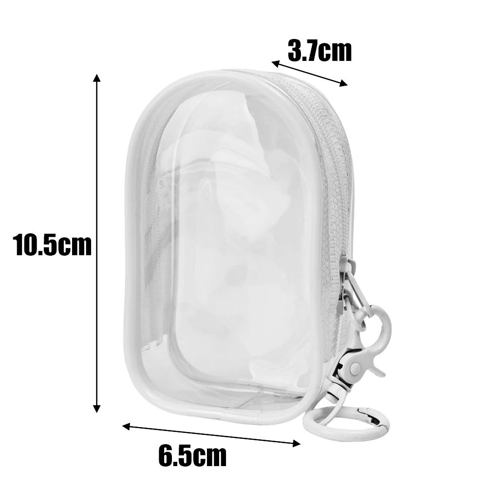 Portable Data Cable Storage Bag Mini Transparent Zipper Bag with Keychain for Earphone Coin Purse Lipstick Bags Pouch Organizer