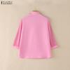 ZANZEA Blusa Casual para Mujer con Cuello Solapa, Encaje y Mangas 3/4
