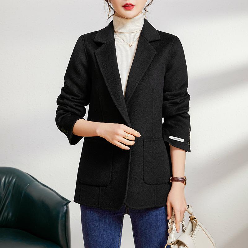 Autumn New Double-sided Wool Short Small Suit Coat Slim-fitting High-end Small Woolen Coat Women