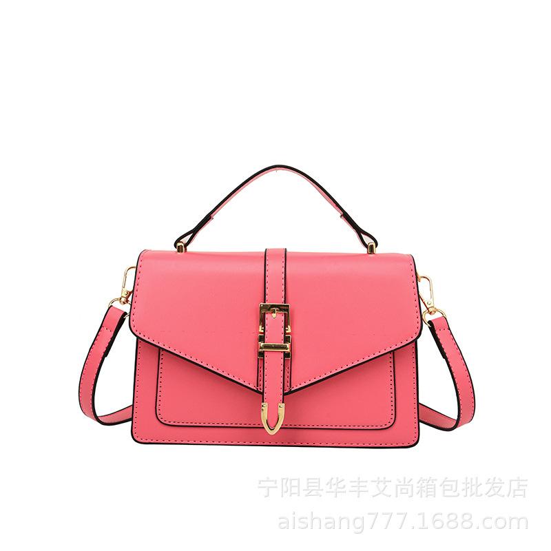 Monochromatic Crossbody Bag for Women Fashion Decor Buckle Handbags Small Square Flap Bag