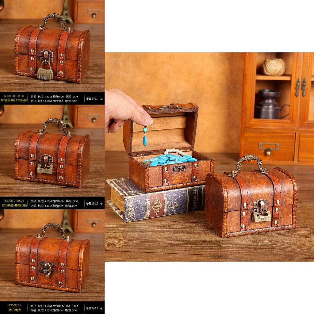 Vintage Wooden Trinket Box With Lid For Home Decor And Dustproof Storage