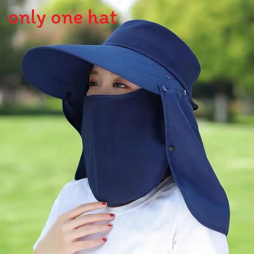 Summer Sun Protection Wide Brim Hat With Removable Face Cover For Outdoor Travel Adults