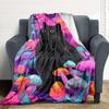 1pc Mushroom Fantasy Cat Blanket, Lightweight Flannel Throw Blanket For Sofa, Bed, Travel, Camping, Living Room, Office, Couch, Chair, And Bed