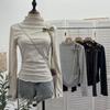 Korean Style Off-Shoulder Bow Slim Fit Long-Sleeve Women's Top