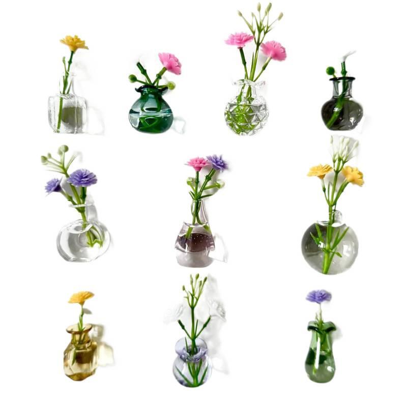 Magnetic Flower Vase Mini Glass Vases for Fridge Refrigerator Magnet Set Small Decorative Accessories