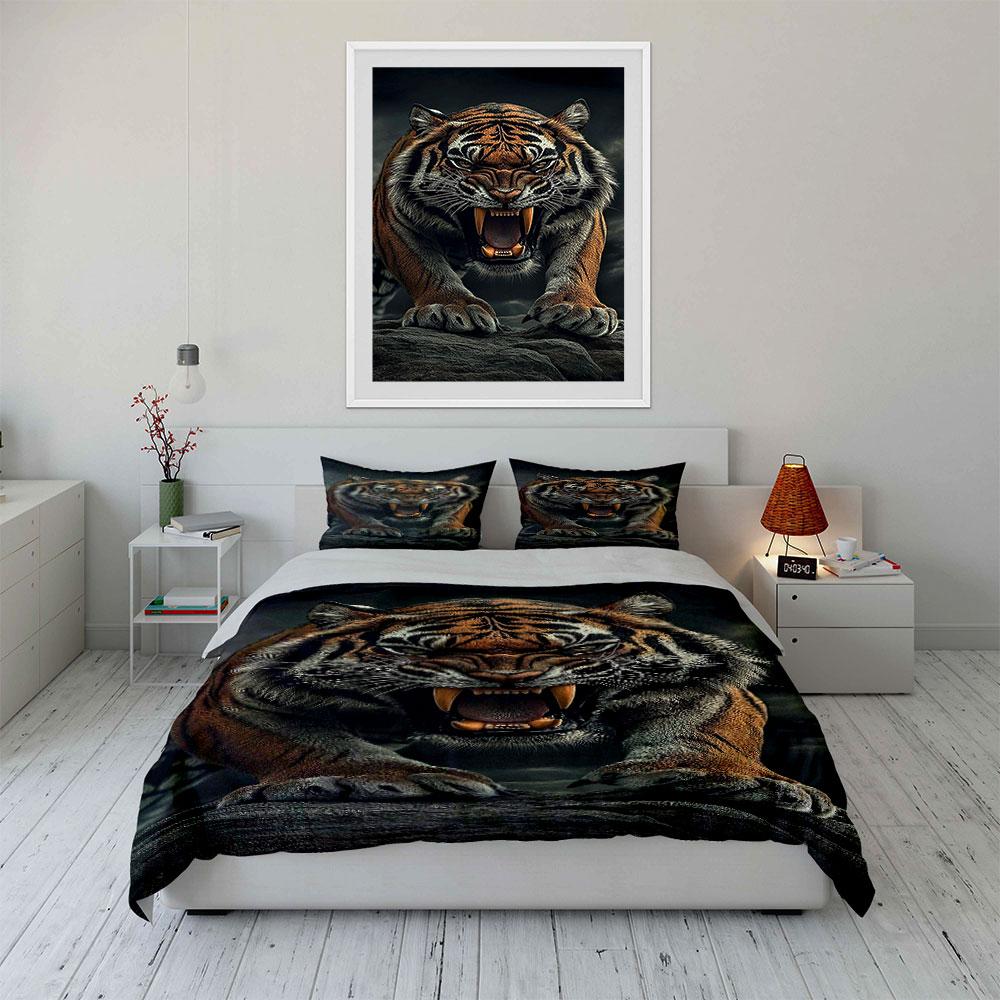 Fierce tiger's bold roar. Bedding sets Duvet covers Pillowcases(1* Duvet Cover 2* Pillowcases without duvet insert)