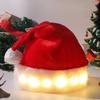 LED Christmas Hat, Light Up Christmas Hat Unisex Plush Beanie Holiday Hat with White Brim Christmas Party Props