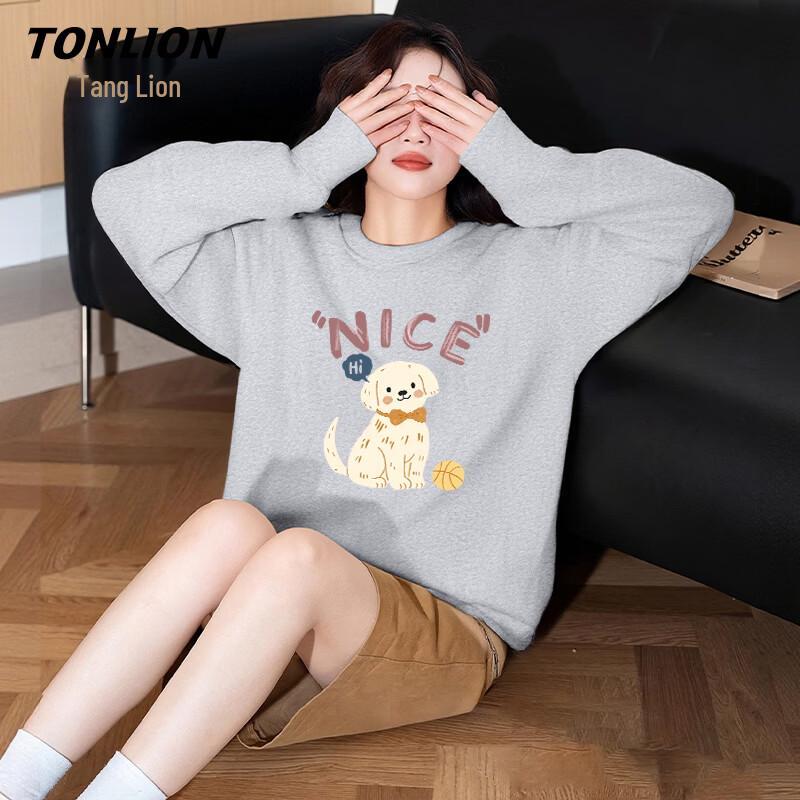 

TonLion Women s Hello Puppy Graphic Pullover Sweatshirt L