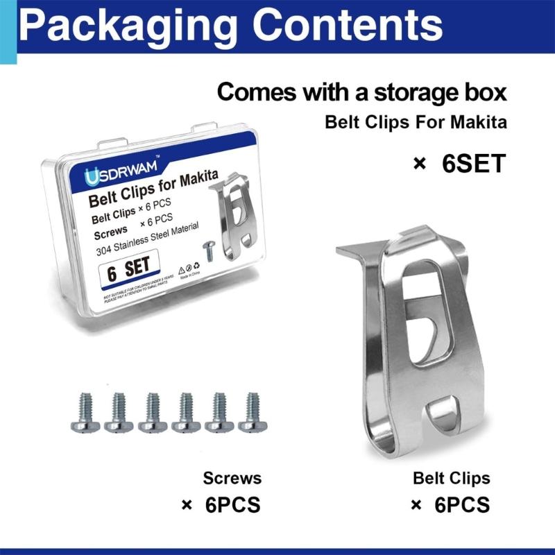10 Stück Edelstahlhaken mit Schrauben für verschiedene Elektrowerkzeuge Gürtelclips zur Befestigung von Geräten