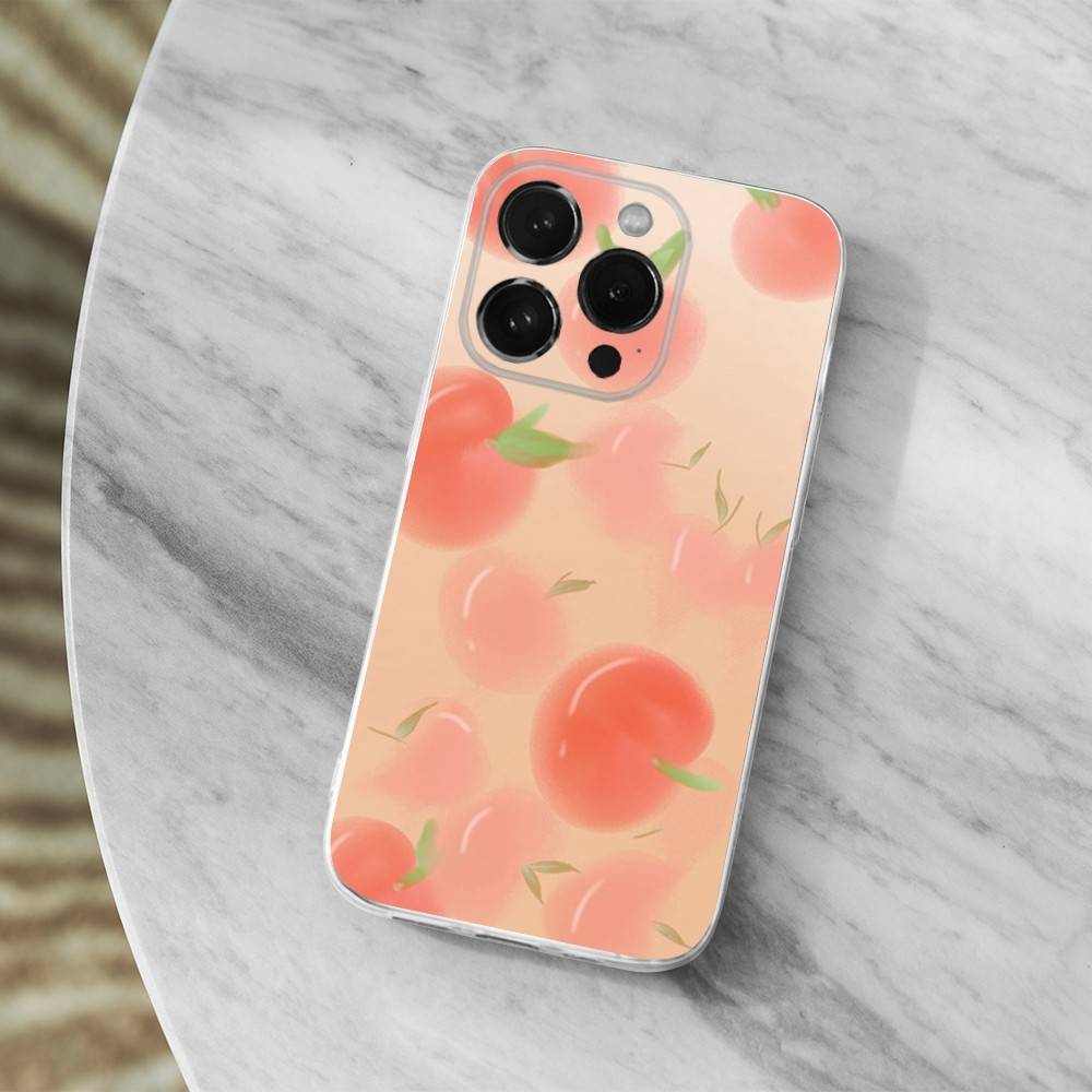 

Fruit Peach Srawberry Phone Case For iPhone,14,13,12,15,Pro,Max,Plus,11,17,16,X,XS,XR,SE,Mini Transparent Soft Cover iPhone13mini