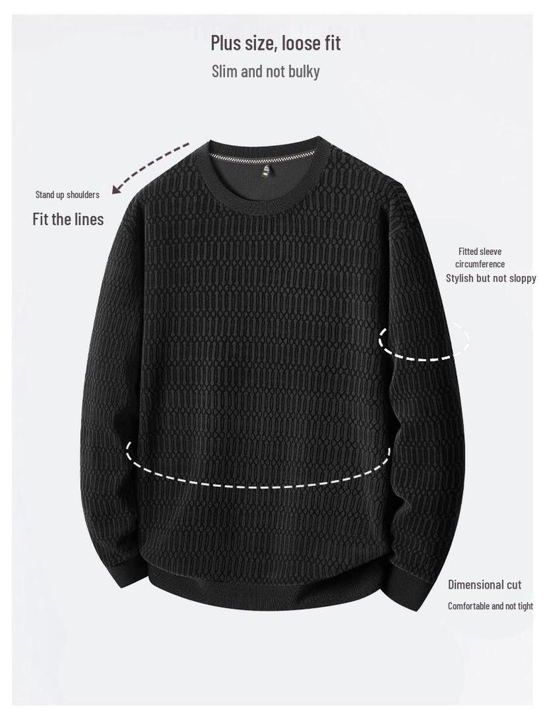 2025 Men's Round Neck Fleece-Knit Loose Fit Long Sleeve Winter Base Layer