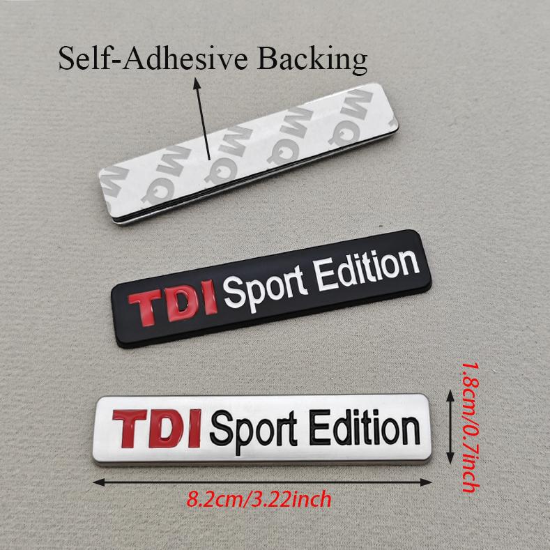 YKPSC1 3D Metal Red TDI Sport Edition Logo Turbo Car Letter Sticker Emblem Chrome Badge Decals For VW Polo Golf TT JETTA GTI Touareg