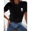 Simple Rose Flower Printing Tops Cotton T-Shirts Womens Fashion Casual Soft Short Sleeve Loose Tees Comfortable Clothes