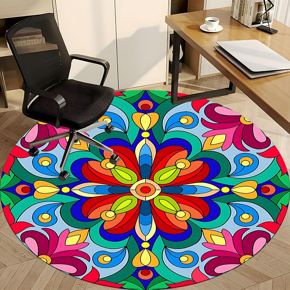 1pc Floral Mandala Pattern Chair Carpet for Office, Soft Comfortable Mat For Office, Living Room, Bedroom, Machine Washable Carpet yy251112165