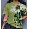 Sommer Rundhals Blumenmuster Bequem Modisch Übergroß Atmungsaktiv Lässig Damen T-Shirt
