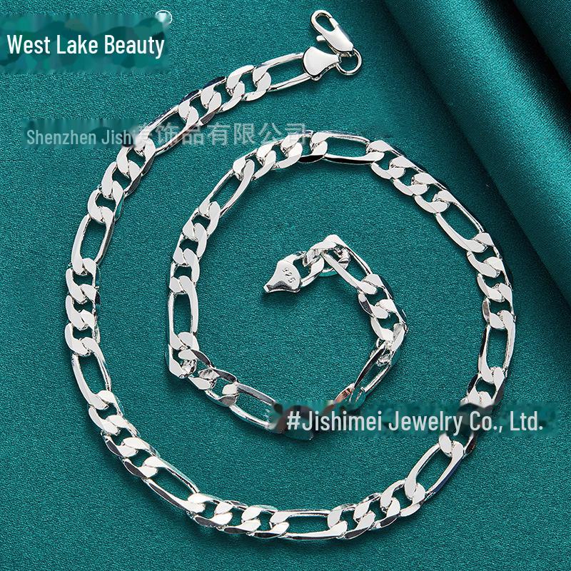 Collier chaîne exquis 8 mm trois-en-un pour femmes - Bijoux en argent du Lac de l'Ouest