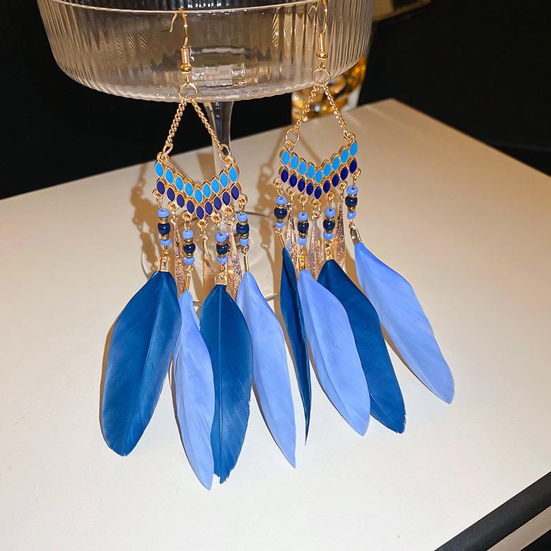 Silver Needle Butterfly Heart Earrings with Blue Gradient Drip - Elegant Autumn/Winter Studs