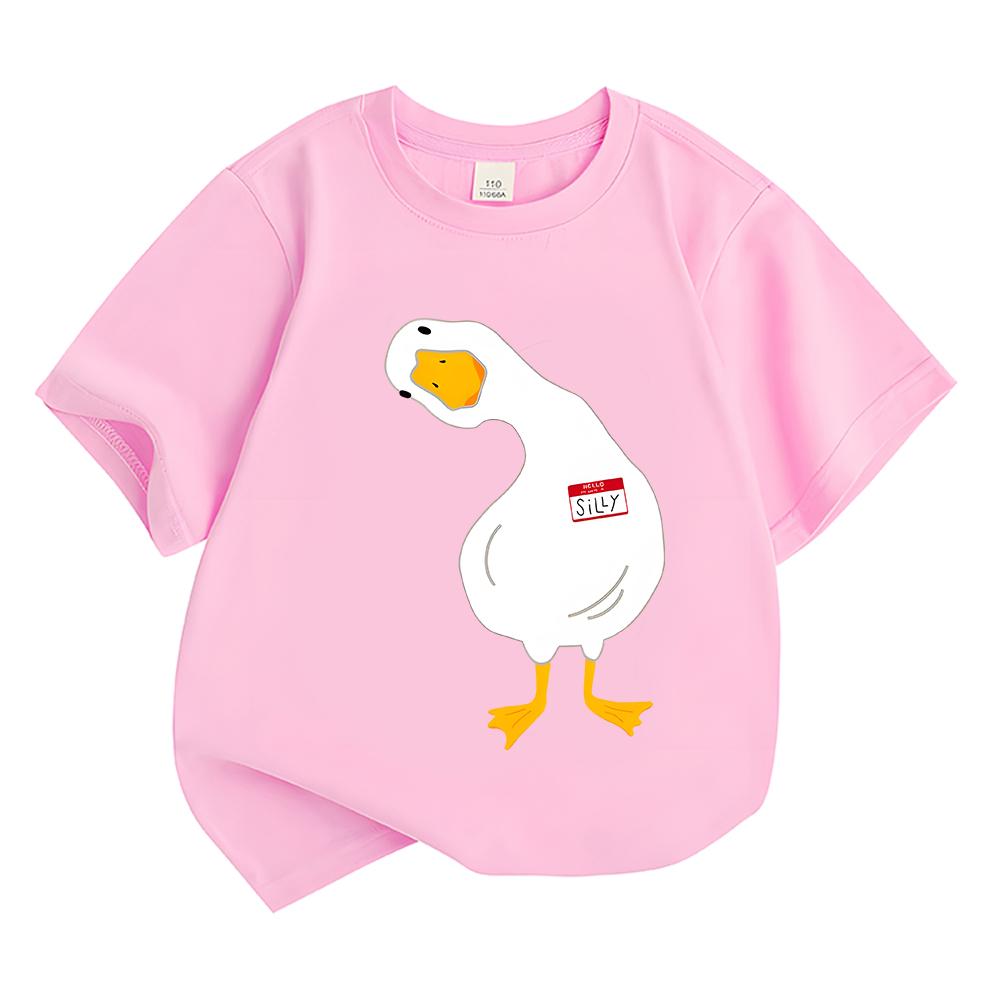 Funny Cartoon Quack Duck Printing Children T-shirt Summer Leisure Duck Kids Tshirt Soft Cotton Boys Girls Short Sleeve Tshirt