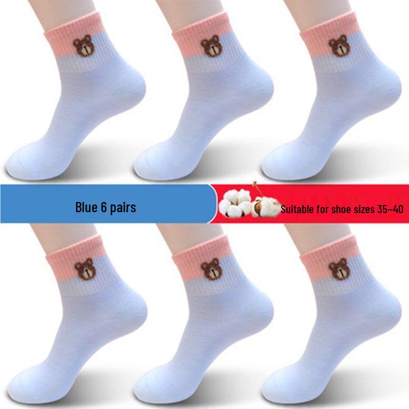 Langsha Women's Cotton Mid-Calf Socks - Autumn/Winter Breathable Odor-Resistant Chinese Style for All Seasons