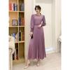 Women Slim Pleated Maxi Dress with Belt Female Streetwear Vintage Dress Tie Front Dress  Robe