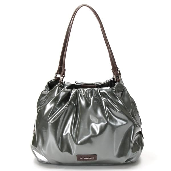 Labagagerie Soft Enamel Gunmetal 2-Way Handbag, Medium, B009402, (96)