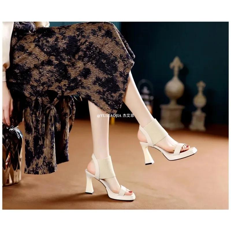 Modeschuhe für Damen 2025 Neue Elastische Band Damen Pumps Sommer Sexy Kleid Party Damen Büro Casual Stilettos Prägnante Sandaletten mit Absatz