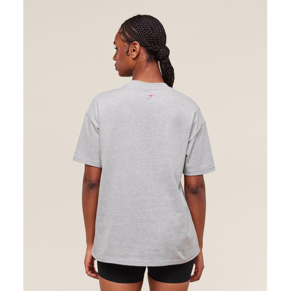 Gymshark CollegiaTe Graphic T shirT lighT Grey Core Marl B3c4g Gbcn