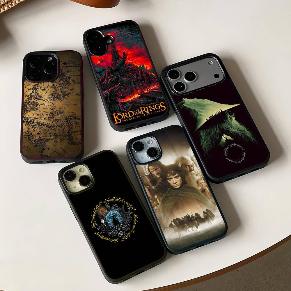 The Lord of the R-Rings Map Black Silicone Hard Plastic Phone Case For Iphone 17 Air 16 15 14 13 12 11 Pro Max PC+TPU Case