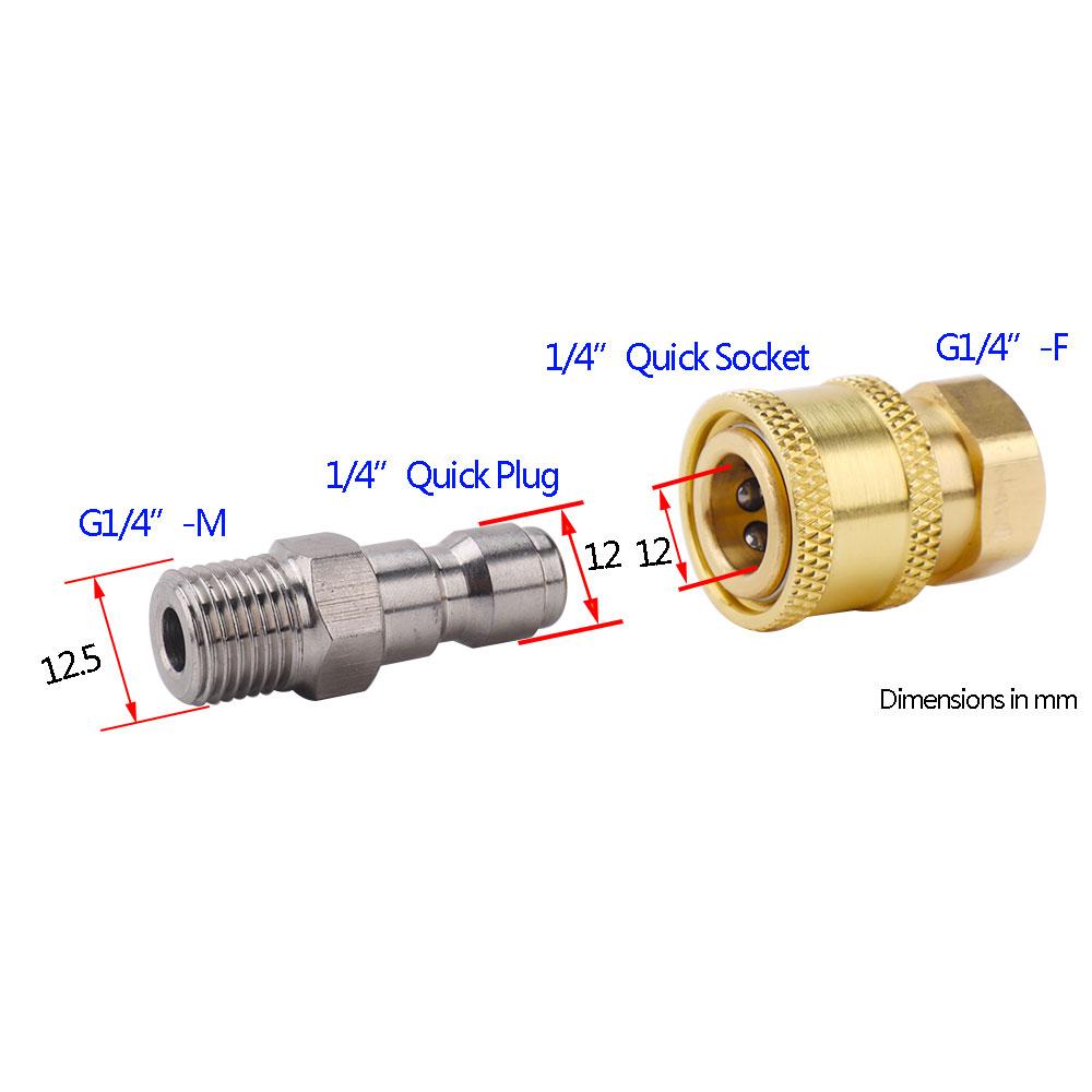 Pressure Washer Quick Connector 1/4 Quick Plug Snow Foam Lance Foam Cannon Quick Connection Set