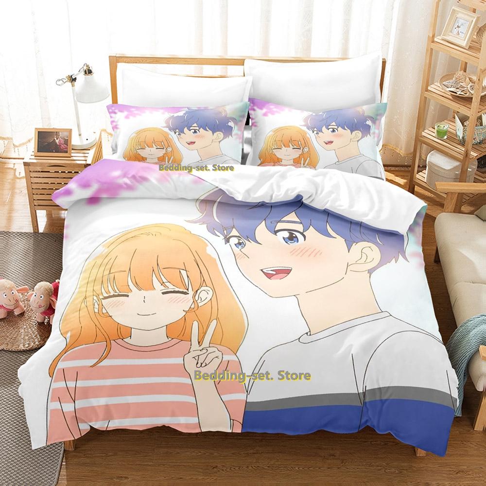 

A Day Before Us Bedding Set Single Twin Full Queen King Size Bed Set Adult Kid Bedroom Duvetcover Sets Anime Bed Sheet EU Single(135x200cm)