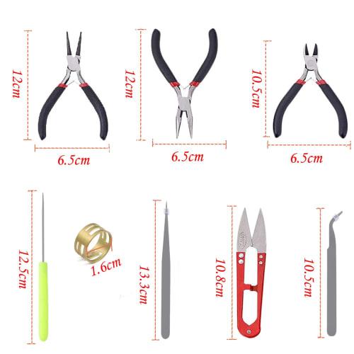 GOOMAND 8-Piece Craft Tool Set for Making Accessories, Includes Tweezers, Nippers, and Scissors (Flat Tweezers, Round Tweezers, Rings, and Awls)