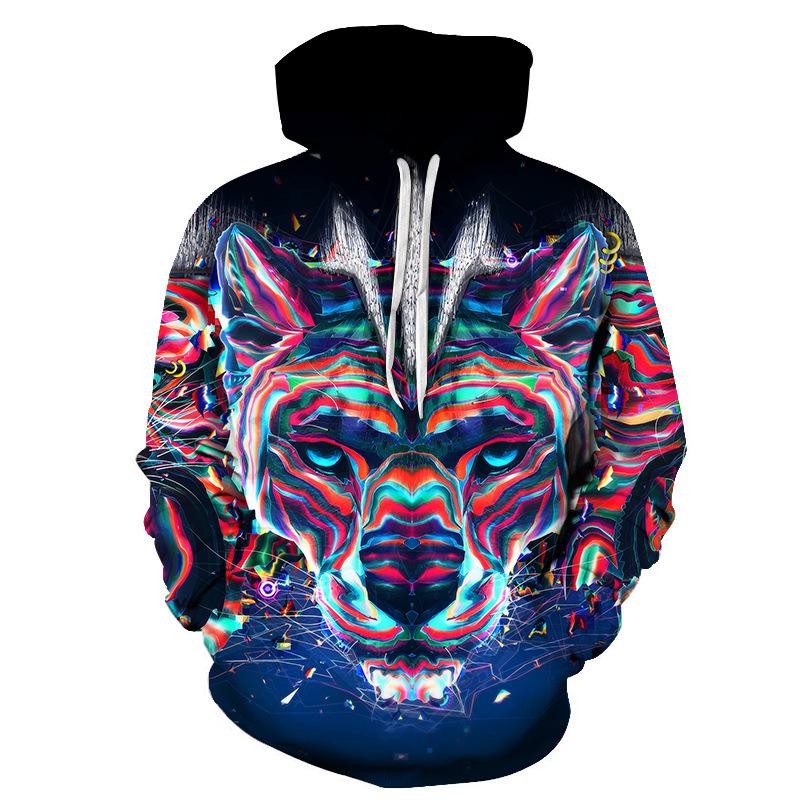 3D Sweater Digital Printing Personalized Wolf Head Pullover Hoodie Casual Sweater