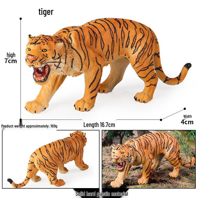 Wild Safari Animal Figurines: Giraffe, Elephant, Rhinoceros, Brown Bear, Tiger, Lion, Leopard, Hippopotamus - Solid Cognitive Toys